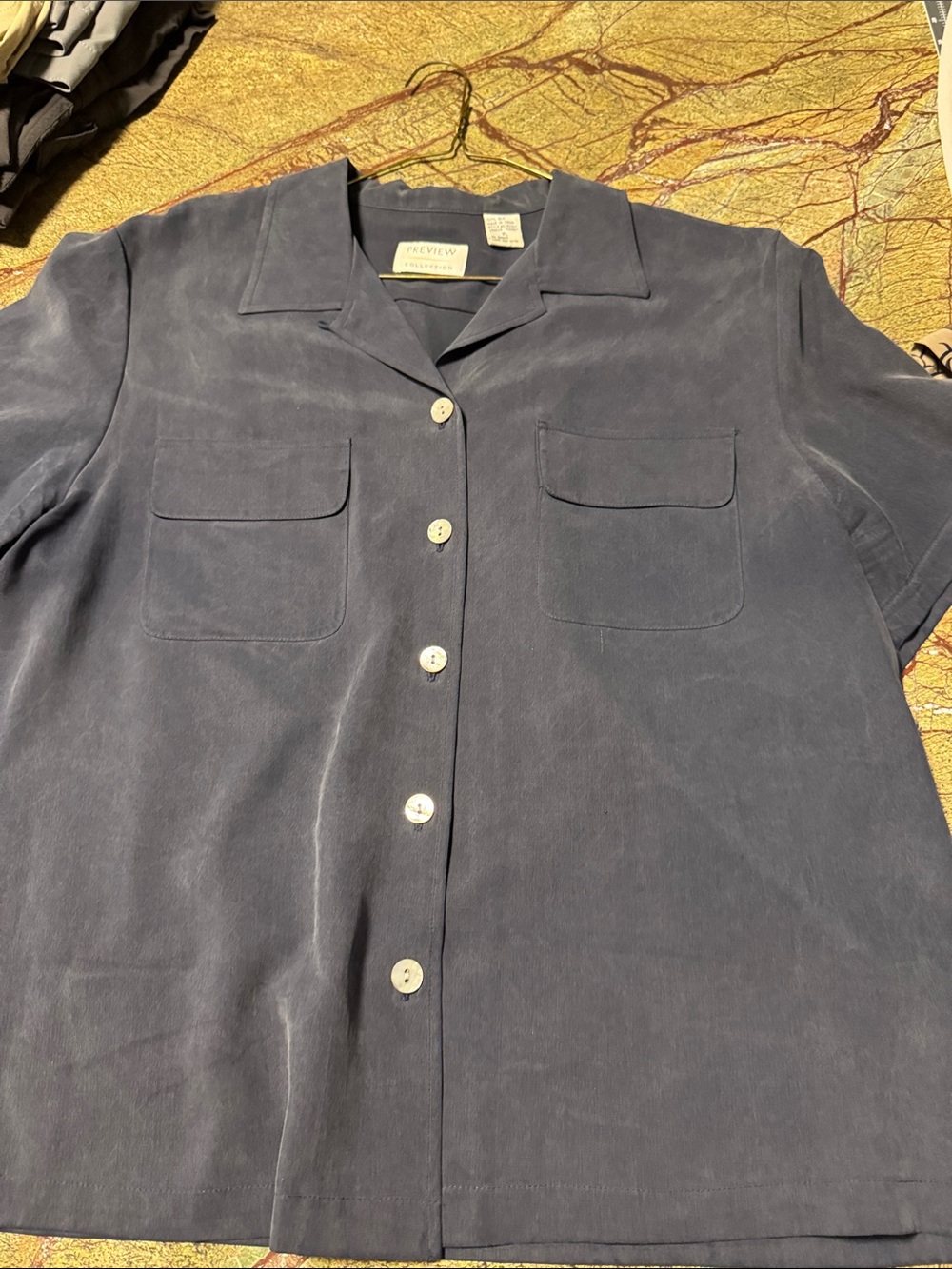 Preview Collection Navy Short-Sleeve Button-Down Camp Shirt